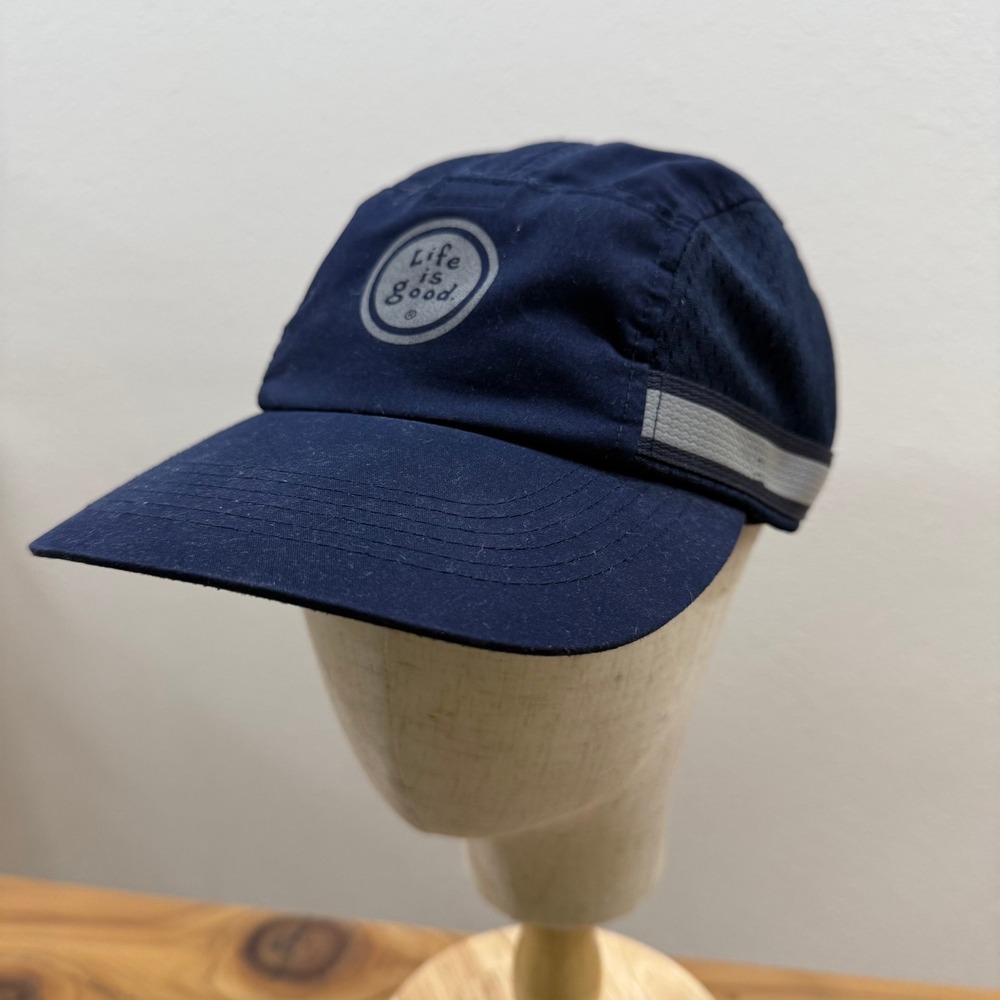 Life is‎ Good Navy Adjustable Reflective Trim Unisex Performance Running Hat